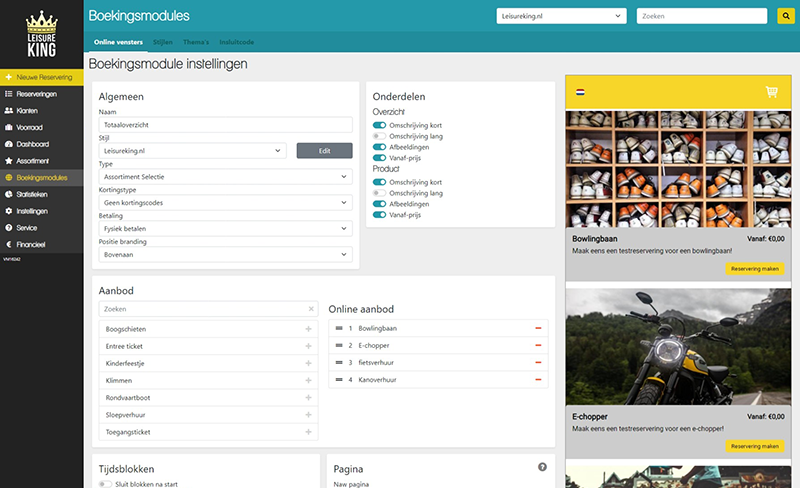 Screenshot creating new booking module